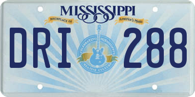 MS license plate DRI288