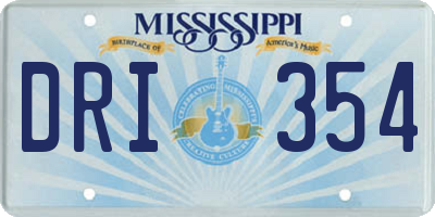 MS license plate DRI354
