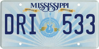 MS license plate DRI533