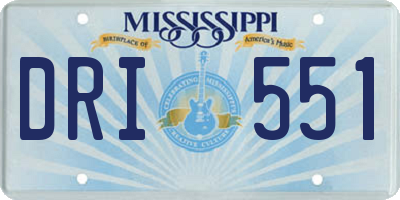 MS license plate DRI551