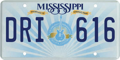 MS license plate DRI616