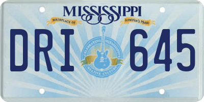 MS license plate DRI645