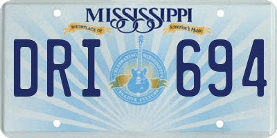MS license plate DRI694