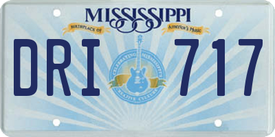 MS license plate DRI717