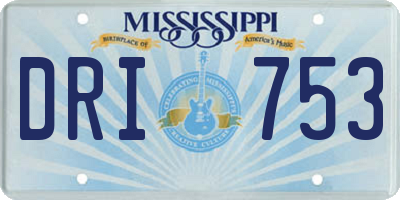 MS license plate DRI753