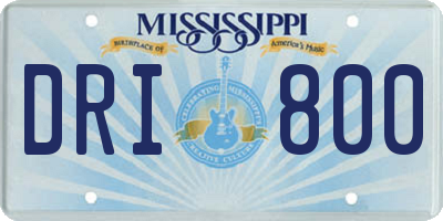 MS license plate DRI800