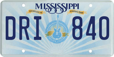 MS license plate DRI840