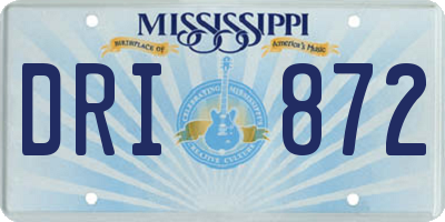 MS license plate DRI872