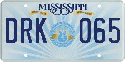 MS license plate DRK065