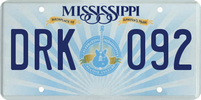 MS license plate DRK092