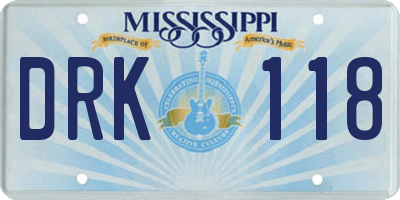 MS license plate DRK118