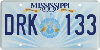 MS license plate DRK133