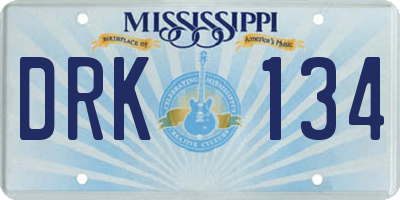 MS license plate DRK134