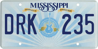 MS license plate DRK235