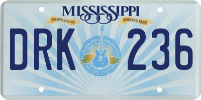 MS license plate DRK236