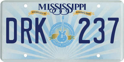MS license plate DRK237
