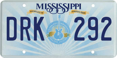 MS license plate DRK292