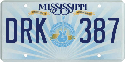 MS license plate DRK387