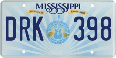 MS license plate DRK398