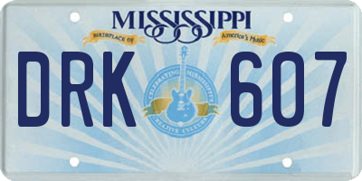 MS license plate DRK607
