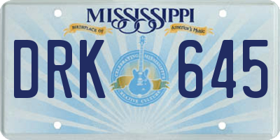 MS license plate DRK645