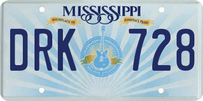 MS license plate DRK728