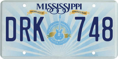 MS license plate DRK748