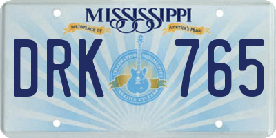 MS license plate DRK765