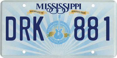 MS license plate DRK881