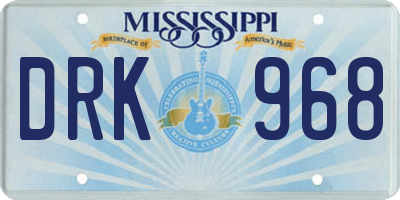 MS license plate DRK968