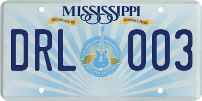 MS license plate DRL003