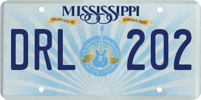 MS license plate DRL202