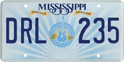 MS license plate DRL235