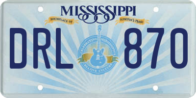 MS license plate DRL870