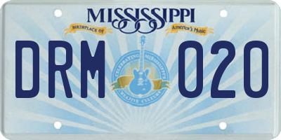 MS license plate DRM020