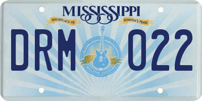 MS license plate DRM022