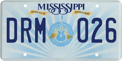 MS license plate DRM026