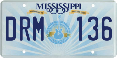 MS license plate DRM136