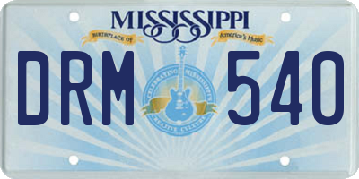 MS license plate DRM540