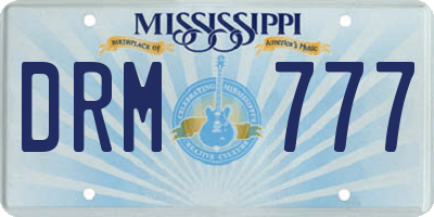 MS license plate DRM777