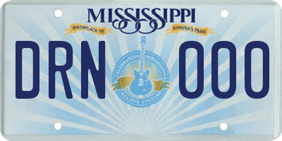 MS license plate DRN000