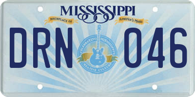 MS license plate DRN046