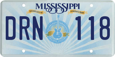 MS license plate DRN118
