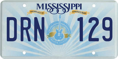 MS license plate DRN129