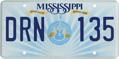 MS license plate DRN135