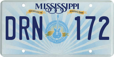 MS license plate DRN172