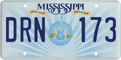 MS license plate DRN173