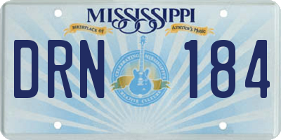 MS license plate DRN184