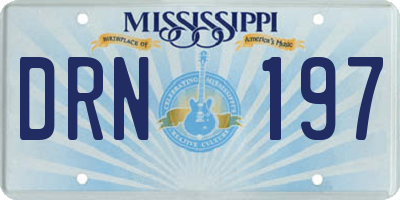 MS license plate DRN197