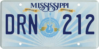 MS license plate DRN212